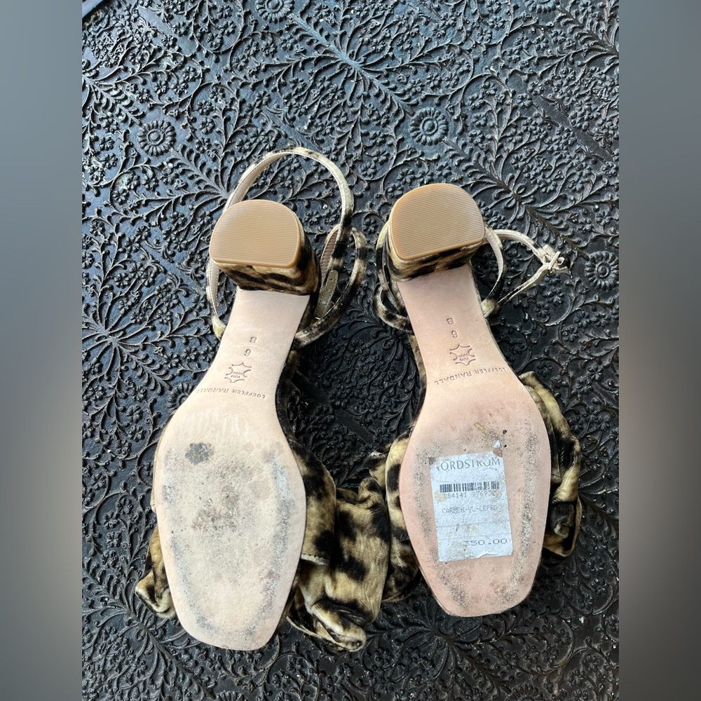 NEW LOEFFLER RANDALL CARMEN BOW SANDALS IN ANIMAL PRINT VELVET 6 - Picture 10 of 10